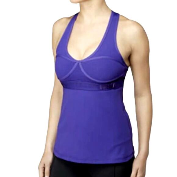 Lululemon All Out Tank Top Cinch Bust Underwire Sports Bra Purple Womens 6 - Picture 1 of 7